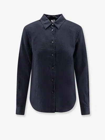 Aspesi Button-up Linen Shirt In Blue