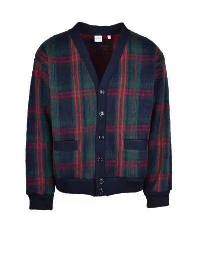 Aspesi V-neck Button-up Cardigan In Bold Plaid Pattern In Multi