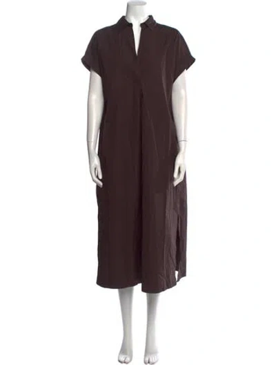Pre-owned Aspesi V-neck Long Dress In Brown