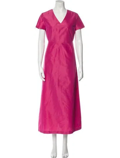 Pre-owned Aspesi V-neck Long Dress In Pink