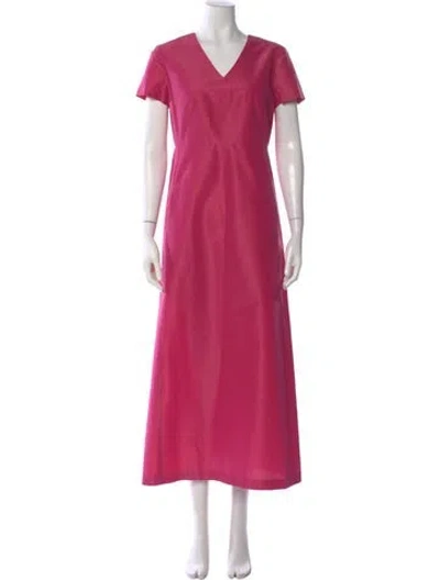Pre-owned Aspesi V-neck Long Dress In Red