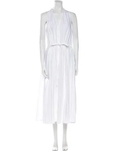 Pre-owned Aspesi V-neck Long Dress W/ Tags In White
