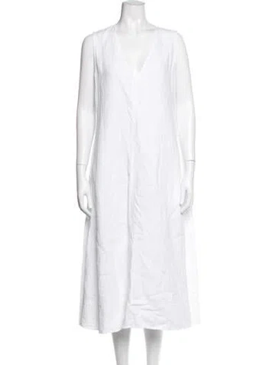 Pre-owned Aspesi V-neck Long Dress In White