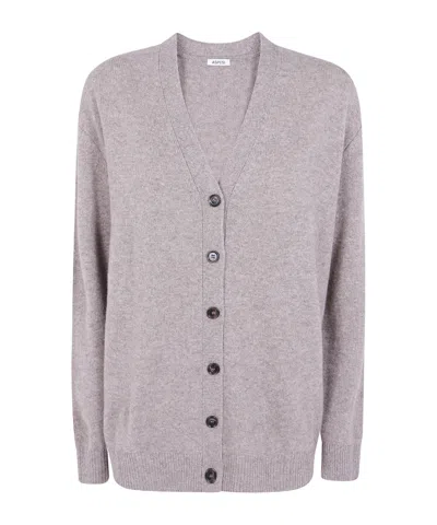 Aspesi V-neck Long-sleeve Knit Top In Gray