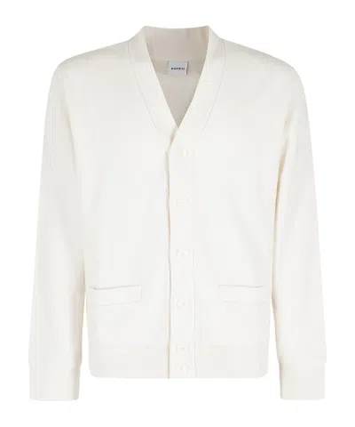 Aspesi V-neck Long-sleeved Knit Top In White
