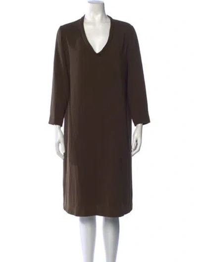 Pre-owned Aspesi V-neck Midi Length Dress In Brown