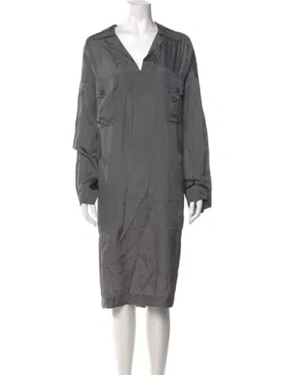 Pre-owned Aspesi V-neck Midi Length Dress W/ Tags In Gray