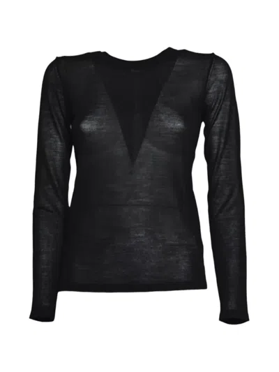 Aspesi V-neck Semi-sheer Sweater In Black