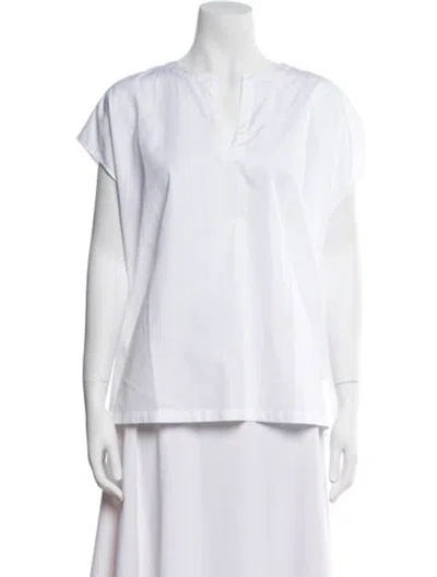Pre-owned Aspesi V-neck Short Sleeve Blouse W/ Tags In White