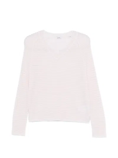 Aspesi V-neck Striped Sweater In Pink