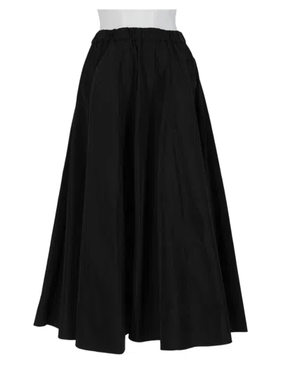Aspesi Voluminous Black Midi Skirt With Flared Silhouette