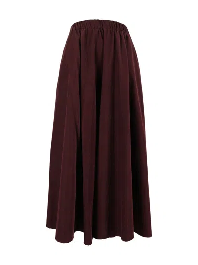 Aspesi Voluminous Pleated Midi Skirt In Brown