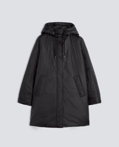 Aspesi Wadding-padded Nylon Parka - Black In Blue