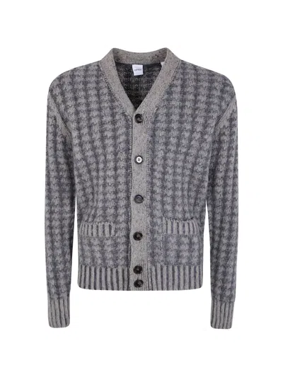 Aspesi Waffle-knit Wool Cardigan In Grey