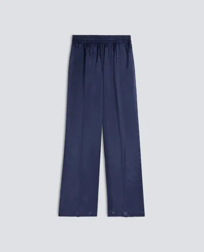 Aspesi Washed Viscose Twill Trousers In Blue