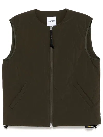Aspesi Water Repellent Waistcoat In 绿色