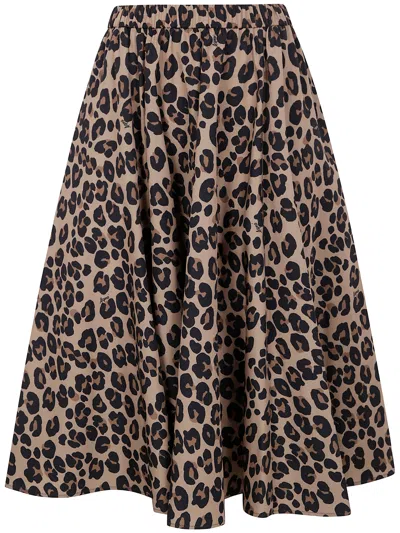 Aspesi Wehi Flare Midi Skirt In Brown