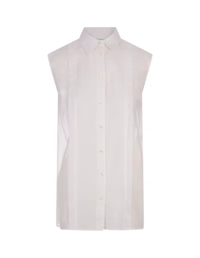 Aspesi White Cotton And Silk Sleeveless Shirt