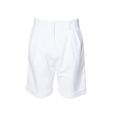 ASPESI WHITE COTTON-LINEN GABARDINE BERMUDA SHORTS