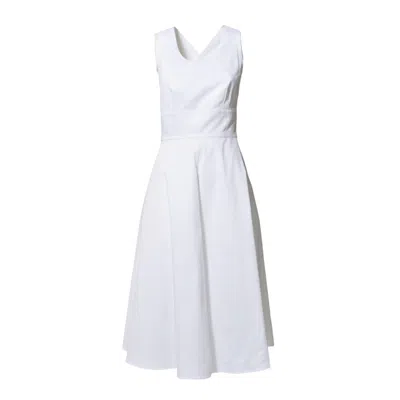 ASPESI WHITE COTTON PIQUE MIDI DRESS