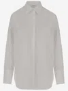 Aspesi Structured Cotton Poplin Shirt With Curved Hem In White