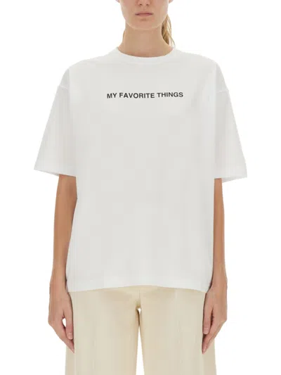 ASPESI WOMEN WHITE GRAPHIC CREW NECK T-SHIRT