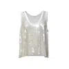 Aspesi Sequinned Sleeveless Top In White