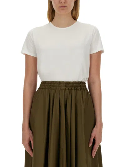 ASPESI WOMEN WHITE SOLID ROUND NECK T-SHIRT, L LUXURY T-SHIRTS FOR WOMEN DARVEYS
