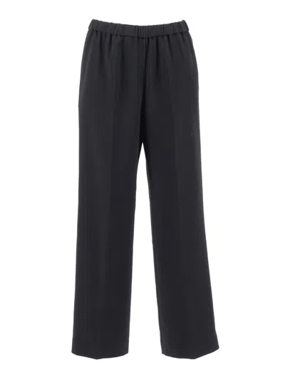 ASPESI WIDE-LEG BLACK PANTS WITH RELAXED FIT