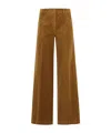 Aspesi High-waisted Wide-leg Pants In Soft Velvet In Brown