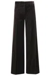 Aspesi Wide-leg Dark Brown Velvet Pants In Brown
