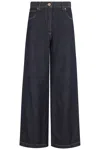 Aspesi Wide-leg Denim Pants With Contrast Stitching In Animal Print