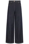Aspesi Wide-leg Denim Pants With Contrast Stitching In Black
