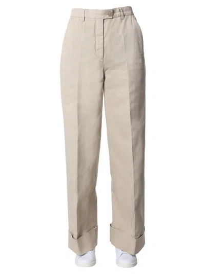 Aspesi Wide-leg Cotton Trousers In Neutral