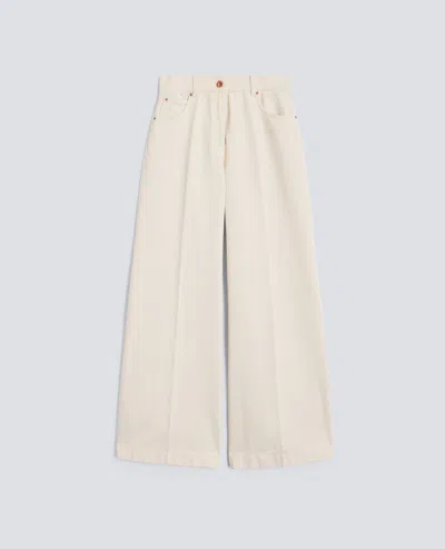 Aspesi Wide-leg Denim Trousers In Sand