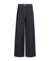 Aspesi High-waisted Wide-leg Jeans With Flared Silhouette In Black