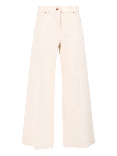 ASPESI WIDE-LEG OFF-WHITE JEANS WITH TEXTURED WEAVE