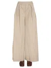 Aspesi Wide-leg Poplin Pants With Drawstring Waist In Neutral
