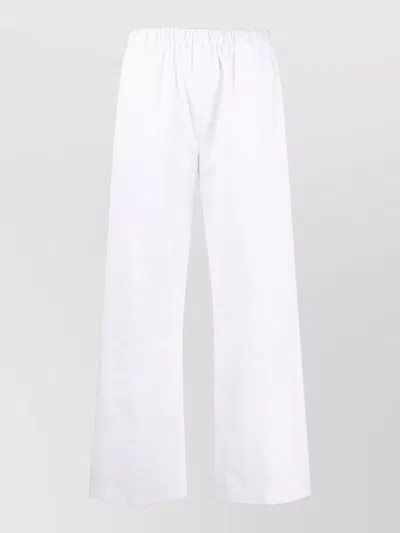 Aspesi Wide Leg Silk Nylon Blend Trousers In White