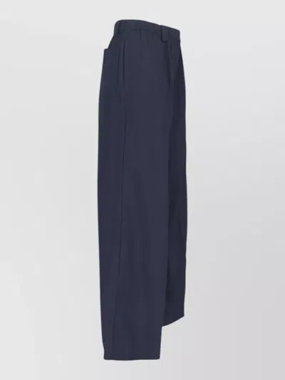 Aspesi Wide Leg Trousers Back And Side Pockets In Blue