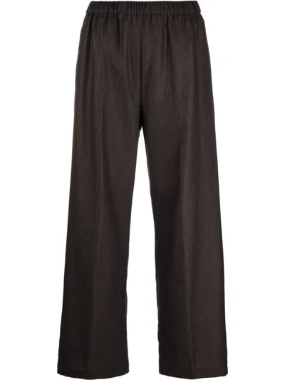 Aspesi High-waist Wide-leg Trousers In Brown