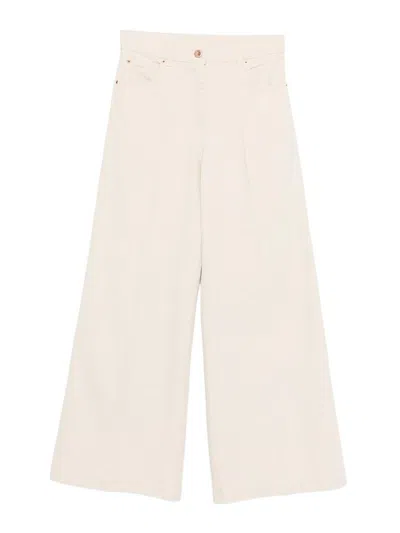 Aspesi Wide-leg Trousers In Ivory Cotton In Neutral