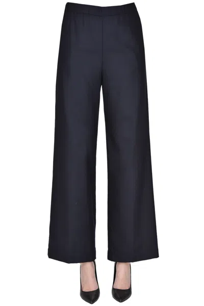 Aspesi Wide Leg Trousers In Navy Blue