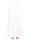 Aspesi Elastic Waist Wide Leg Plain Trousers In White