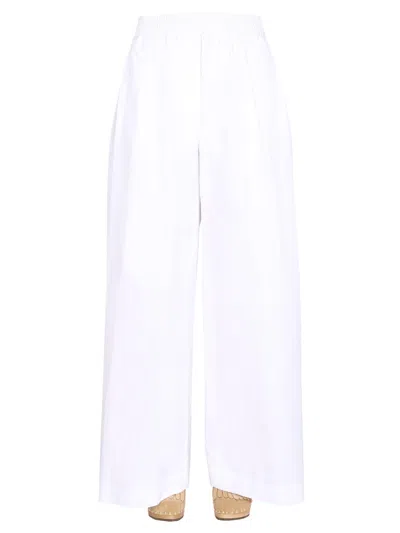 Aspesi Wide Leg Trousers With Elastic Waist For Women In White