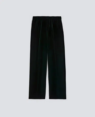 Aspesi Wide Trousers In Smooth Velvet In Green