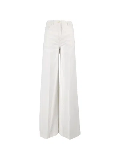 Aspesi High-waisted Wide-leg Cotton Corduroy Trousers In White