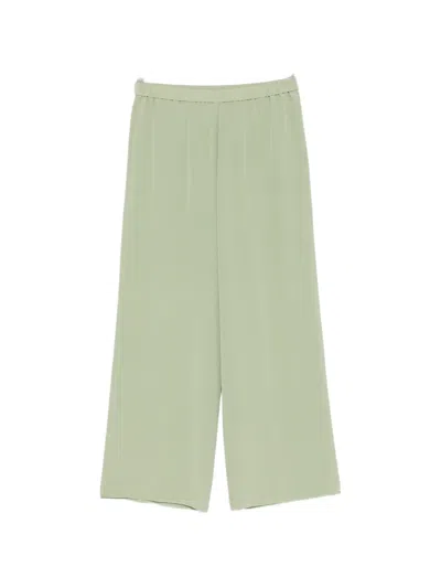 Aspesi Wide-leg Silk Trousers In Green