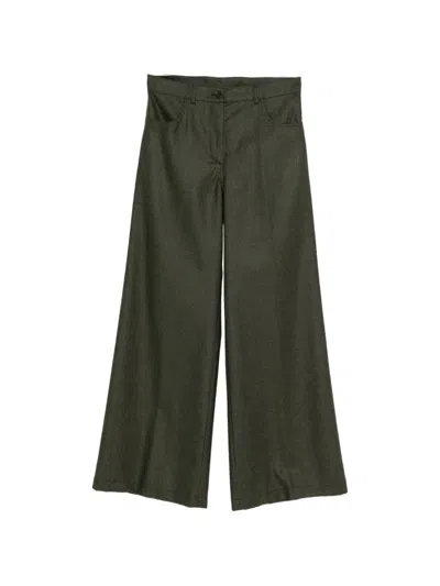 Aspesi Wide-leg Wool Tailored Trousers In Black