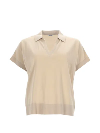 Aspesi Short Sleeve Knitted Top In Neutral